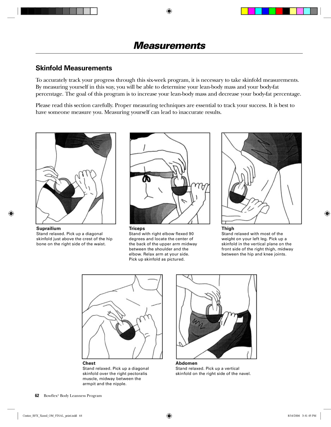 Bowflex Xceed manual Skinfold Measurements, Suprailium 