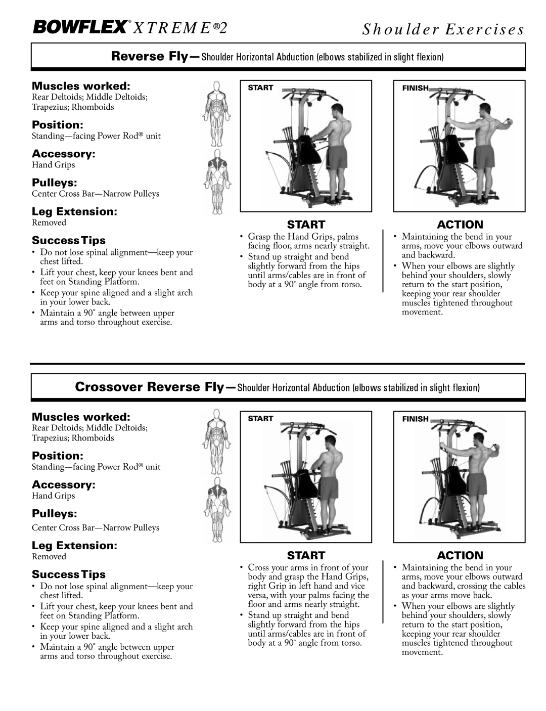 Bowflex Xtreme 2 SE manual Rear Deltoids Middle Deltoids Trapezius Rhomboids 