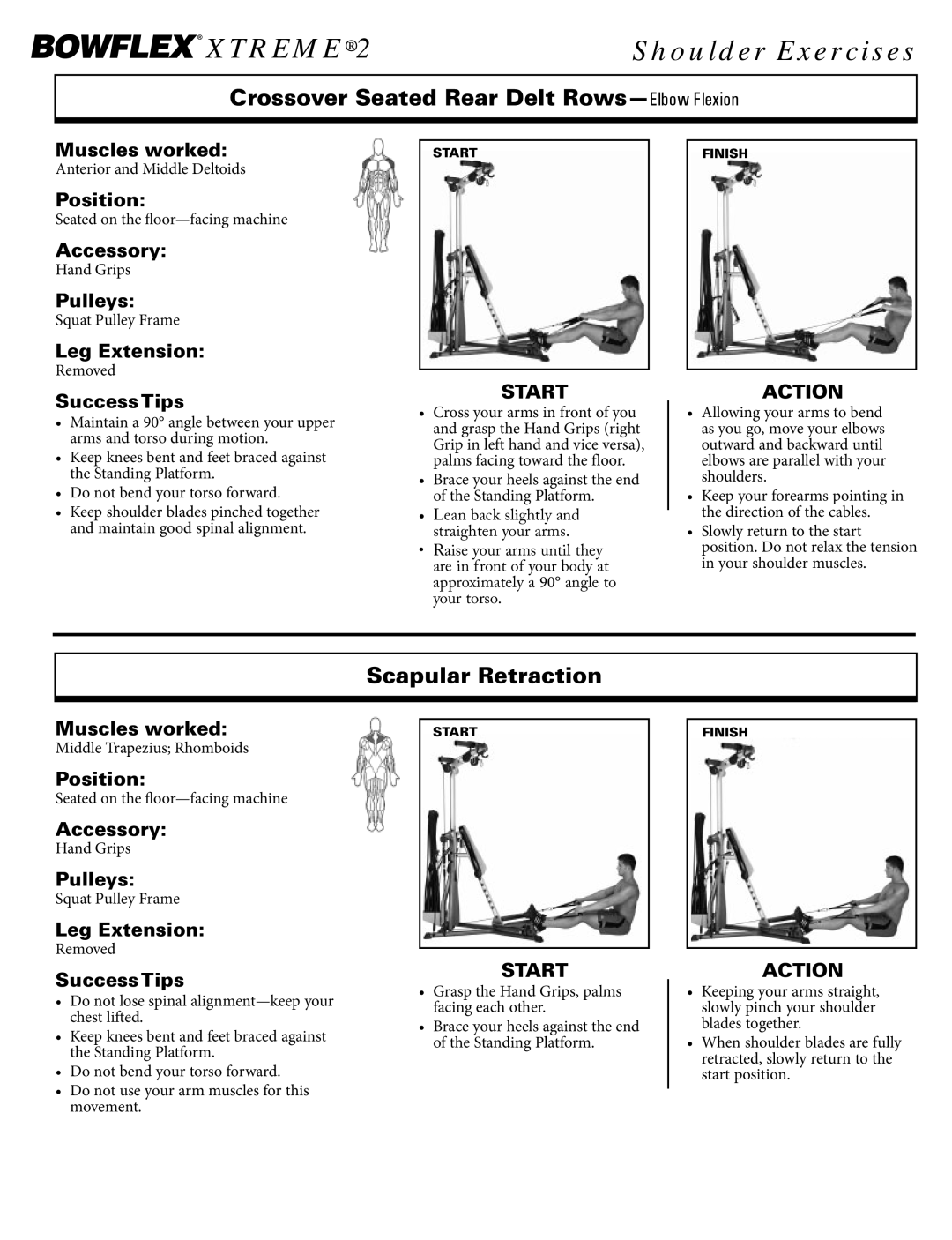 Bowflex Xtreme 2 SE manual Crossover Seated Rear Delt Rows-Elbow Flexion, Scapular Retraction 