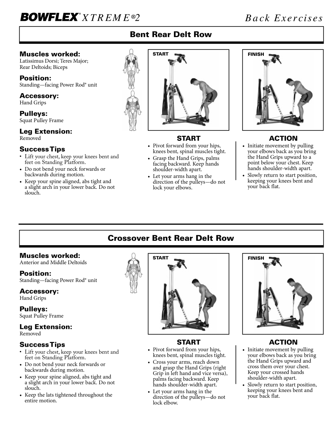 Bowflex Xtreme 2 SE manual Crossover Bent Rear Delt Row 