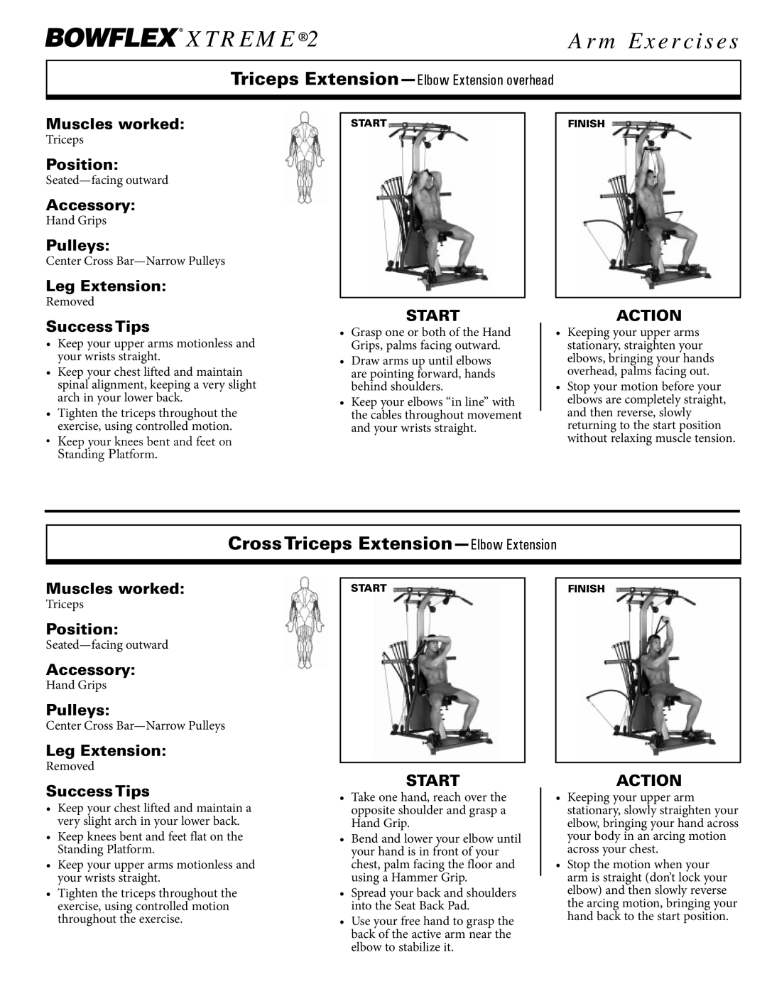 Bowflex Xtreme 2 SE manual Cross Triceps Extension-Elbow Extension 