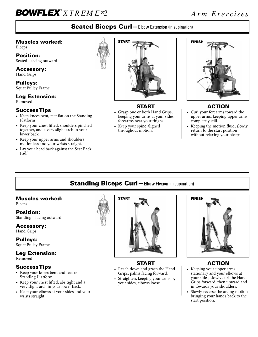 Bowflex Xtreme 2 SE manual Seated Biceps Curl-Elbow Extension in supination 