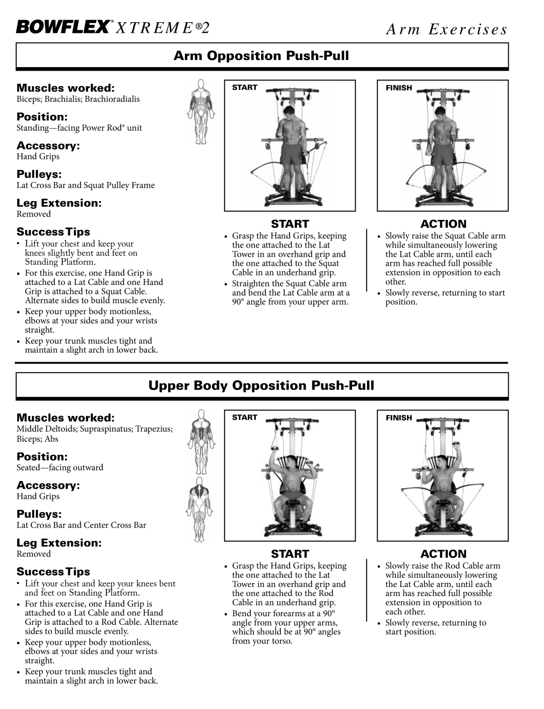 Bowflex Xtreme 2 SE manual Arm Opposition Push-Pull, Upper Body Opposition Push-Pull 