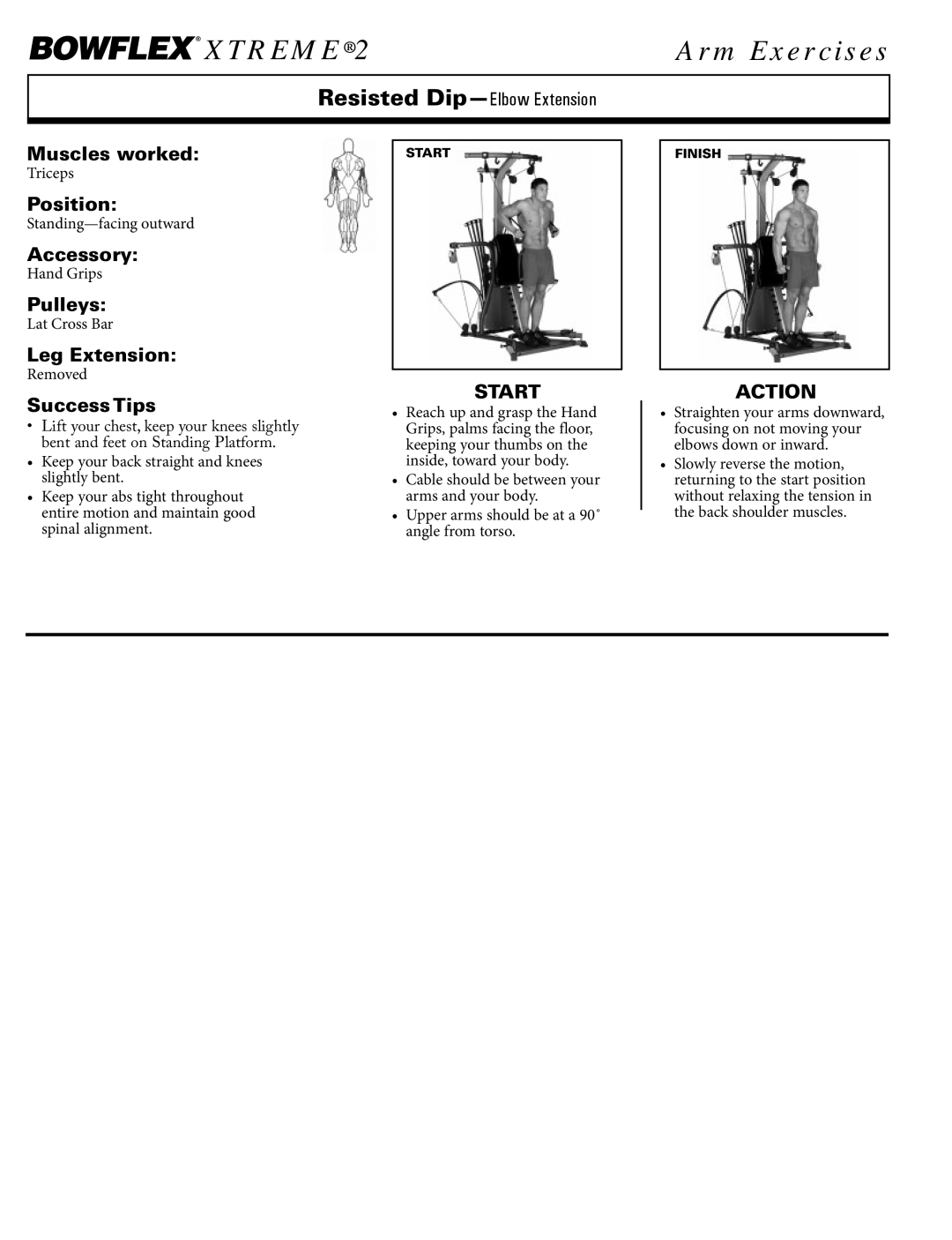 Bowflex Xtreme 2 SE manual Resisted Dip-Elbow Extension 