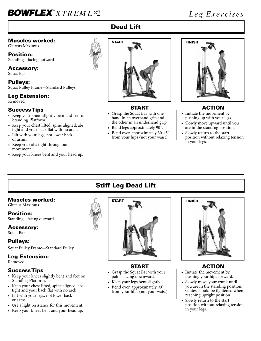 Bowflex Xtreme 2 SE manual Stiff Leg Dead Lift 