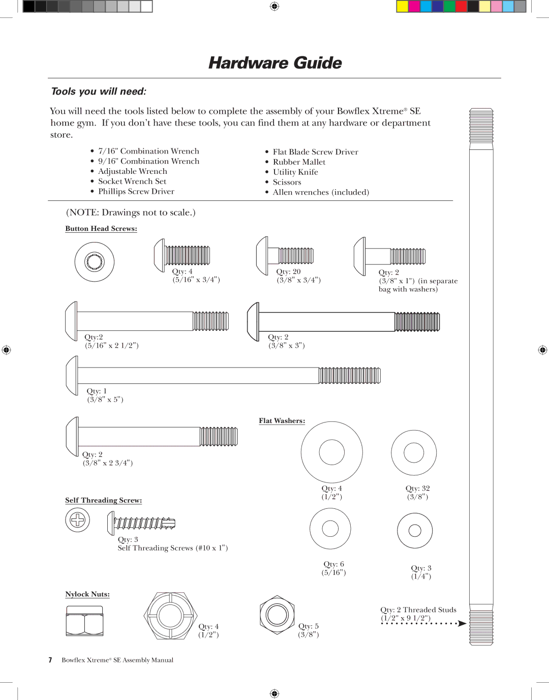 Bowflex XtremeSE manual Hardware Guide, Tools you will need 