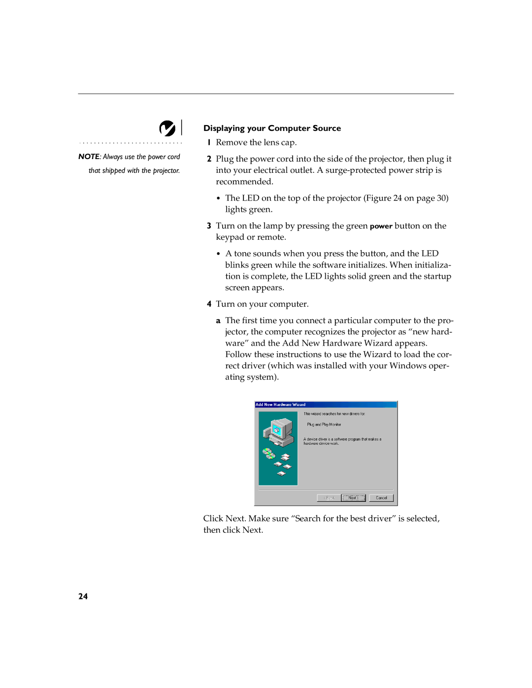 BOXLIGHT 12SF manual Displaying your Computer Source 