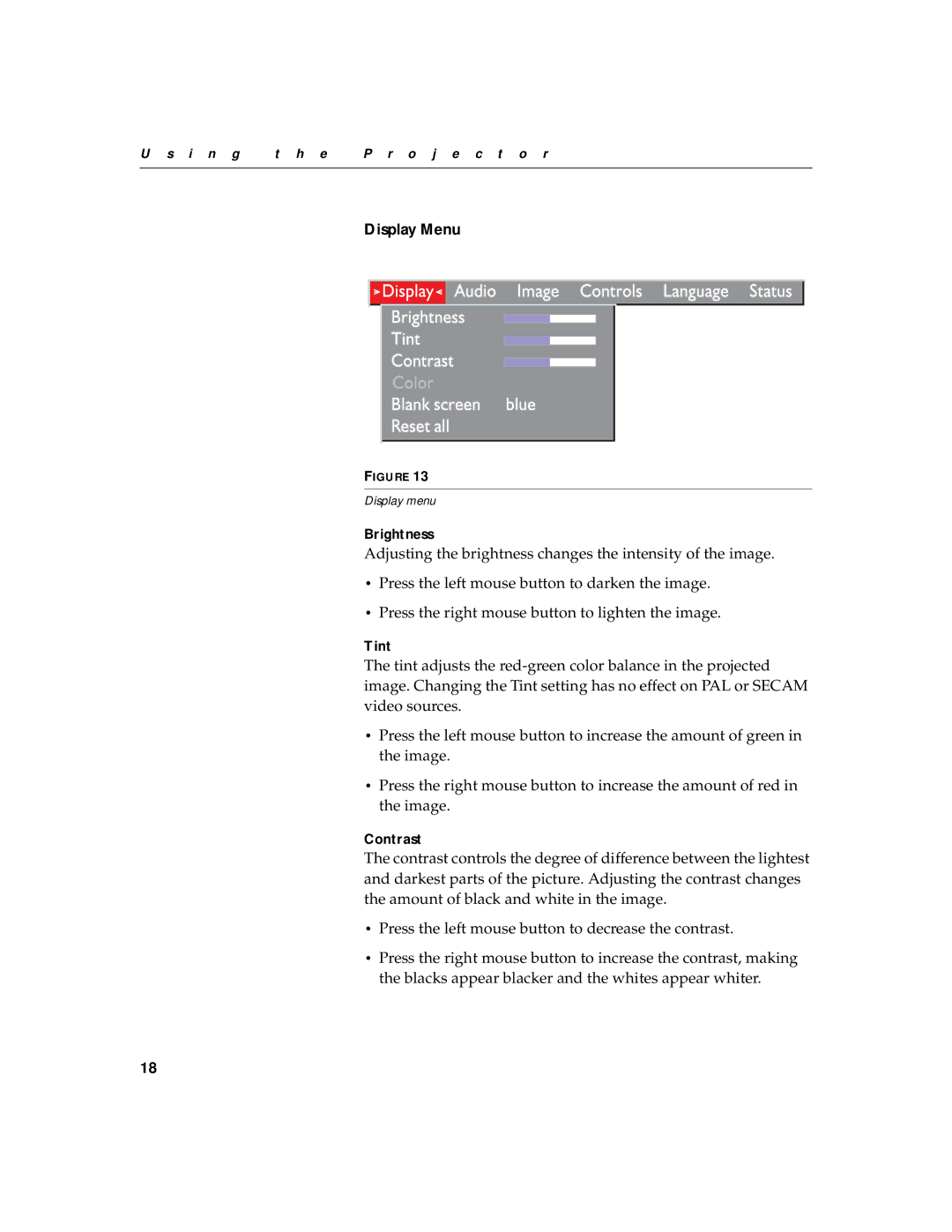 BOXLIGHT CD-40m manual Display Menu 