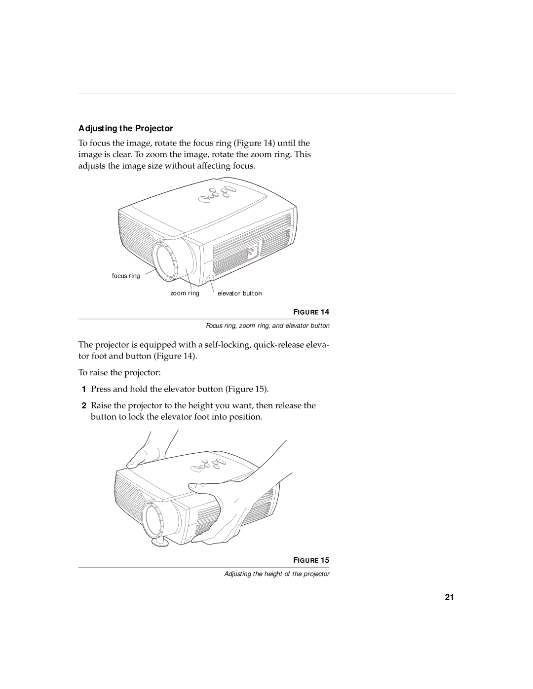 BOXLIGHT CD-450m, CD-550m manual Adjusting the Projector 