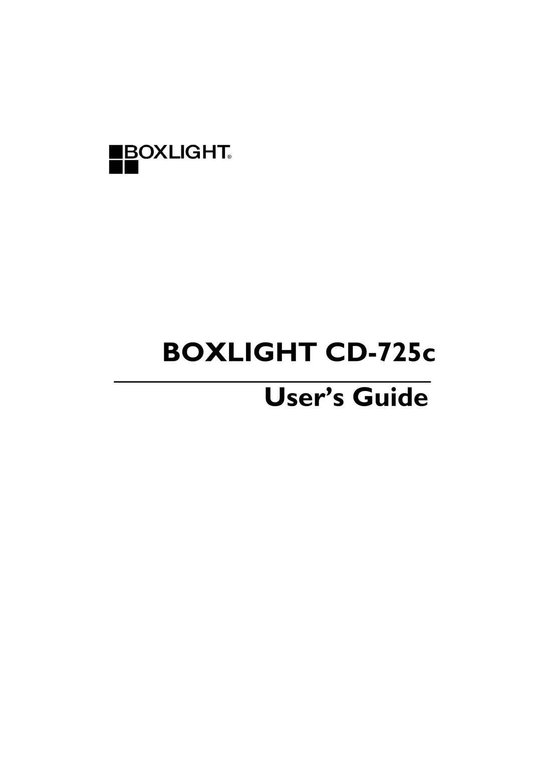 BOXLIGHT manual Boxlight CD-725c User’s Guide 