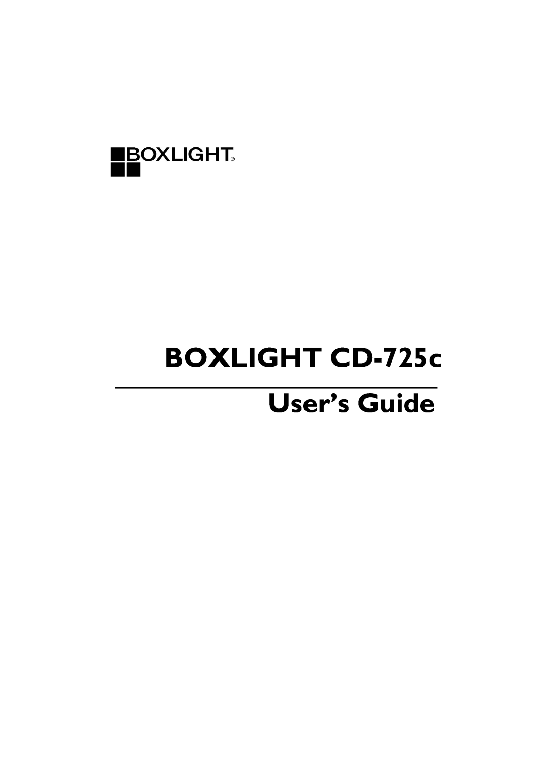 BOXLIGHT manual BOXLIGHT CD-725c User’s Guide 