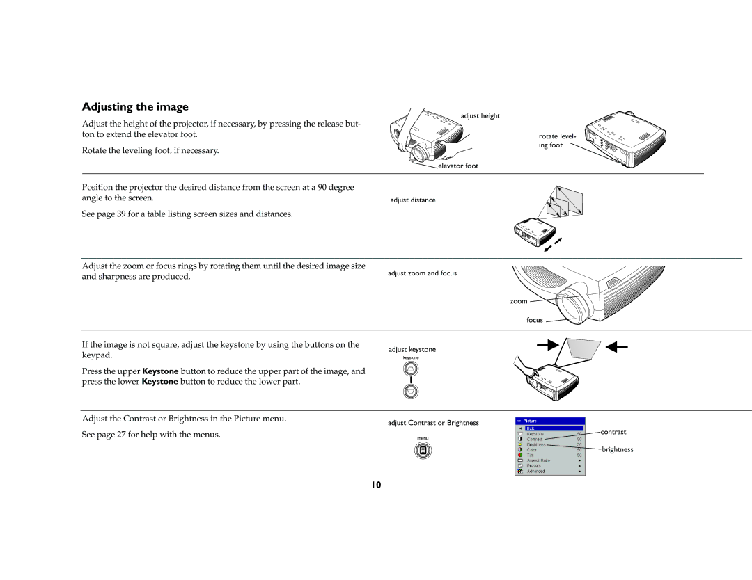 BOXLIGHT CD-850m manual Adjusting the image 