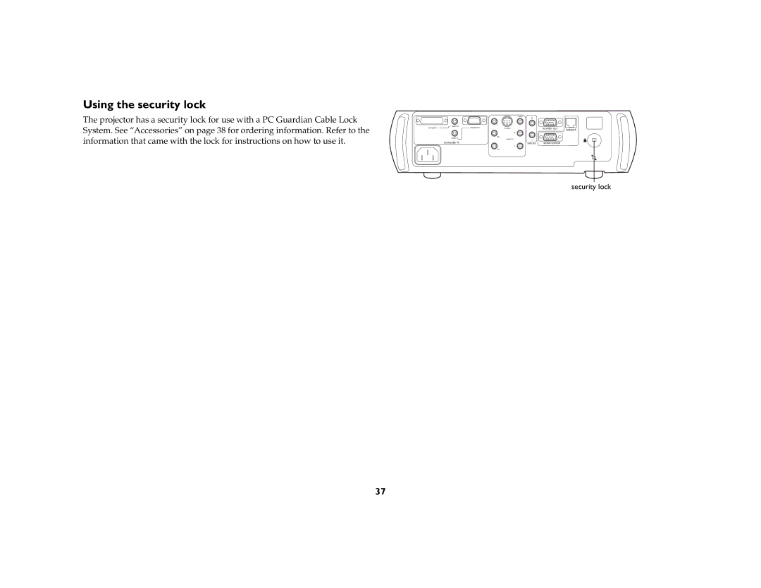 BOXLIGHT CD-850m manual Using the security lock 