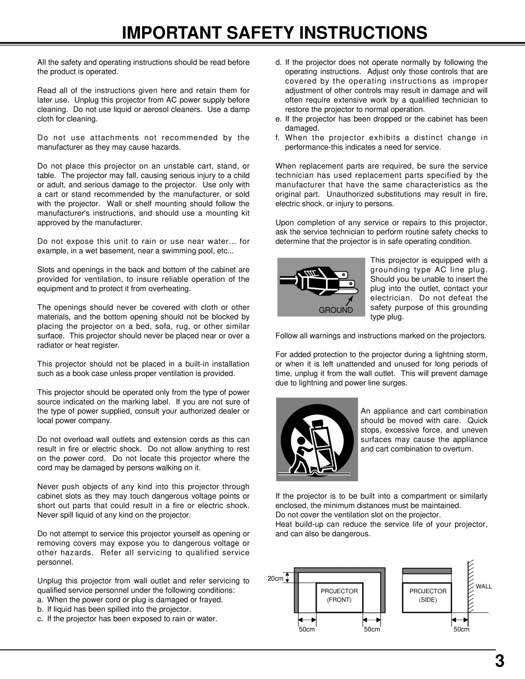 BOXLIGHT CP-14t manual Important Safety Instructions, Ground 