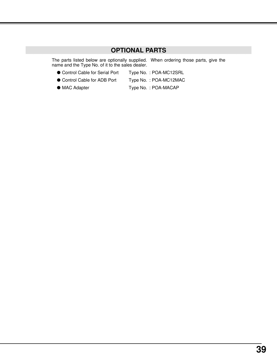 BOXLIGHT CP-14t manual Optional Parts 