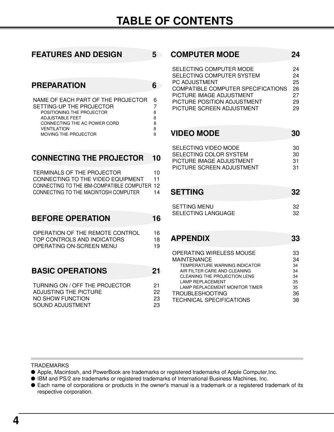 BOXLIGHT CP-14t manual Table of Contents 