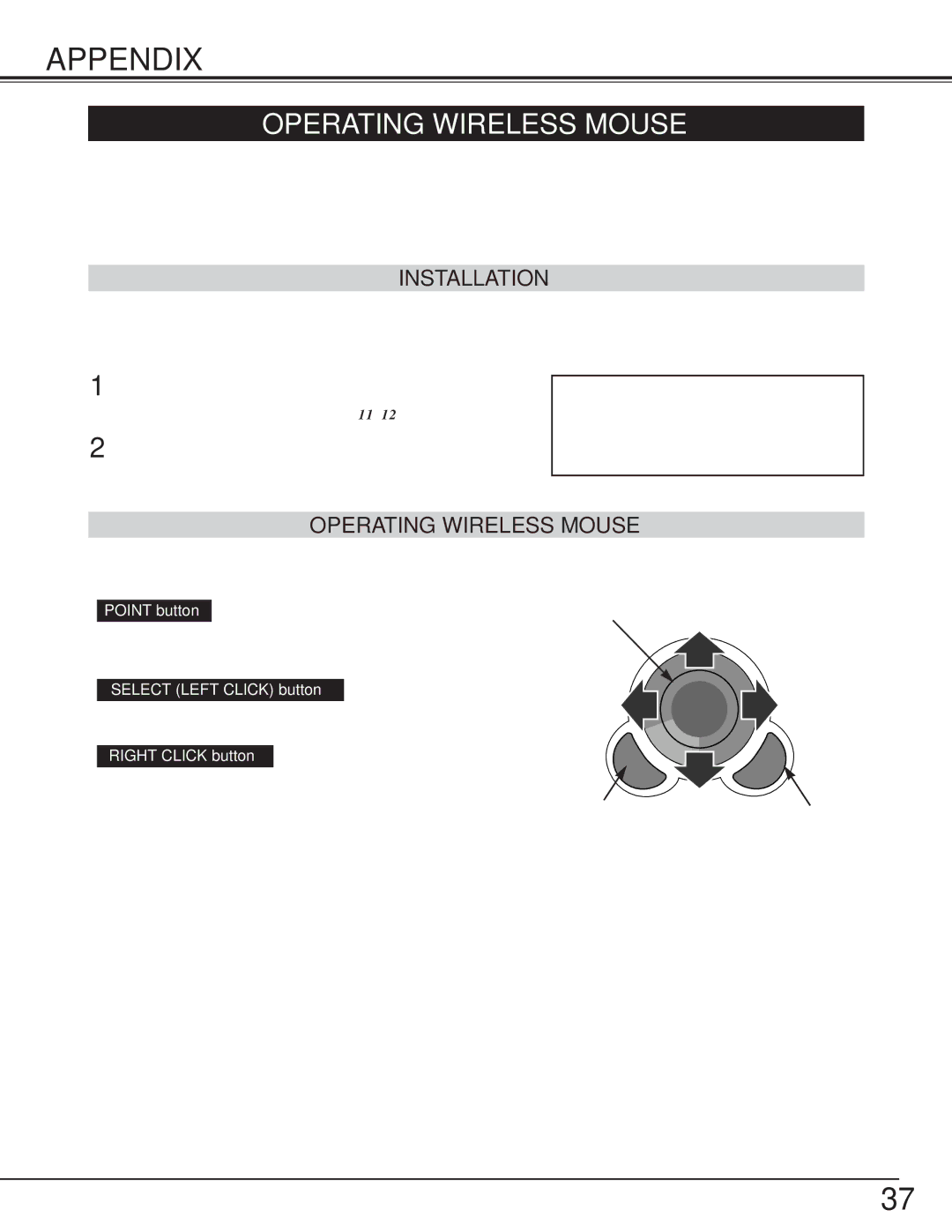 BOXLIGHT cp-16t manual Appendix, Operating Wireless Mouse, Installation 