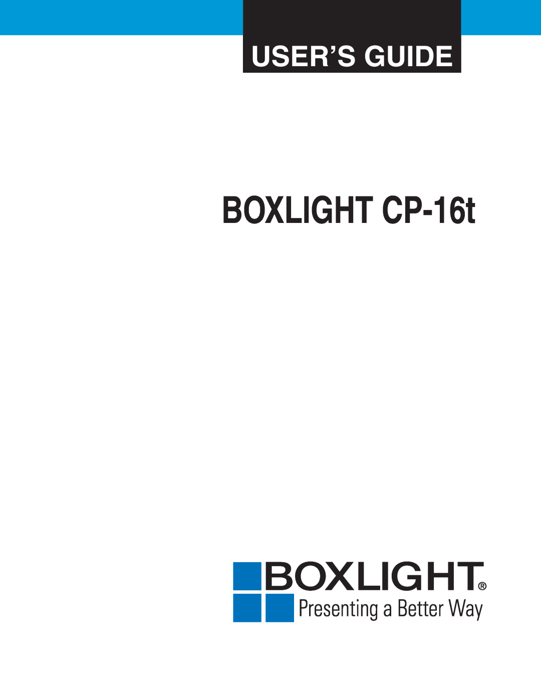 BOXLIGHT cp-16t manual BOXLIGHT CP-16t, User’S Guide 