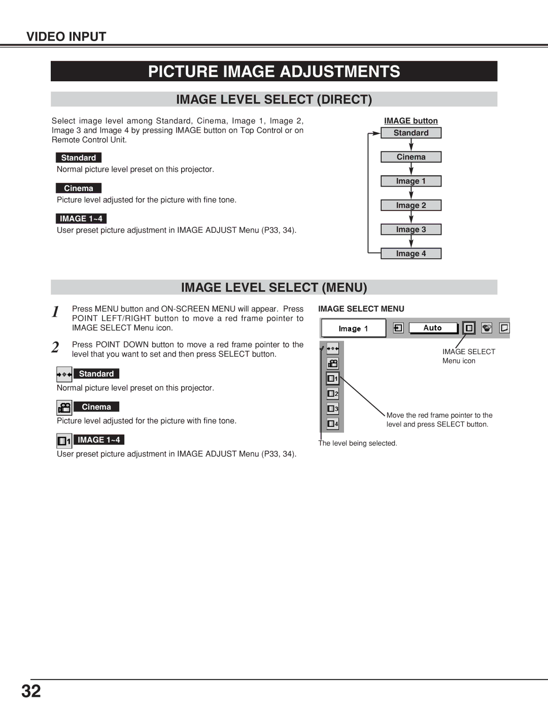 BOXLIGHT CP-18t manual Picture Image Adjustments, Cinema 