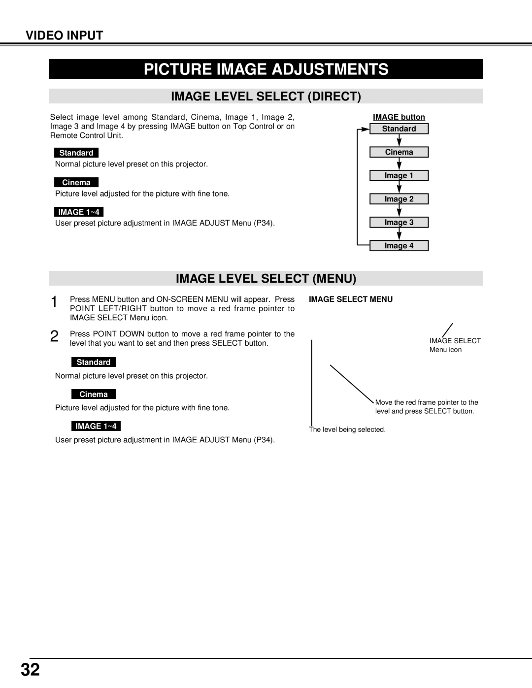 BOXLIGHT CP-300T manual Picture Image Adjustments, Cinema 