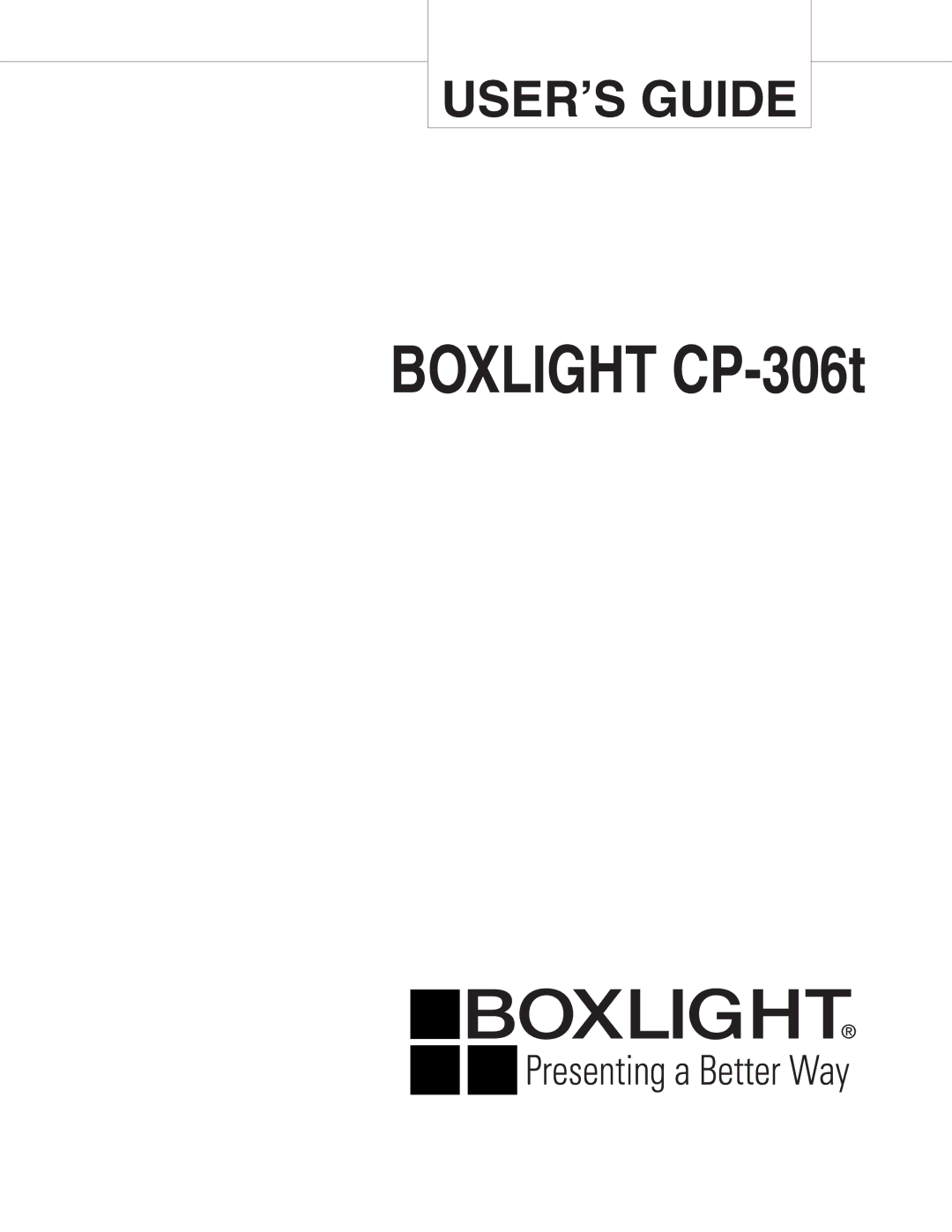 BOXLIGHT manual Boxlight CP-306t 