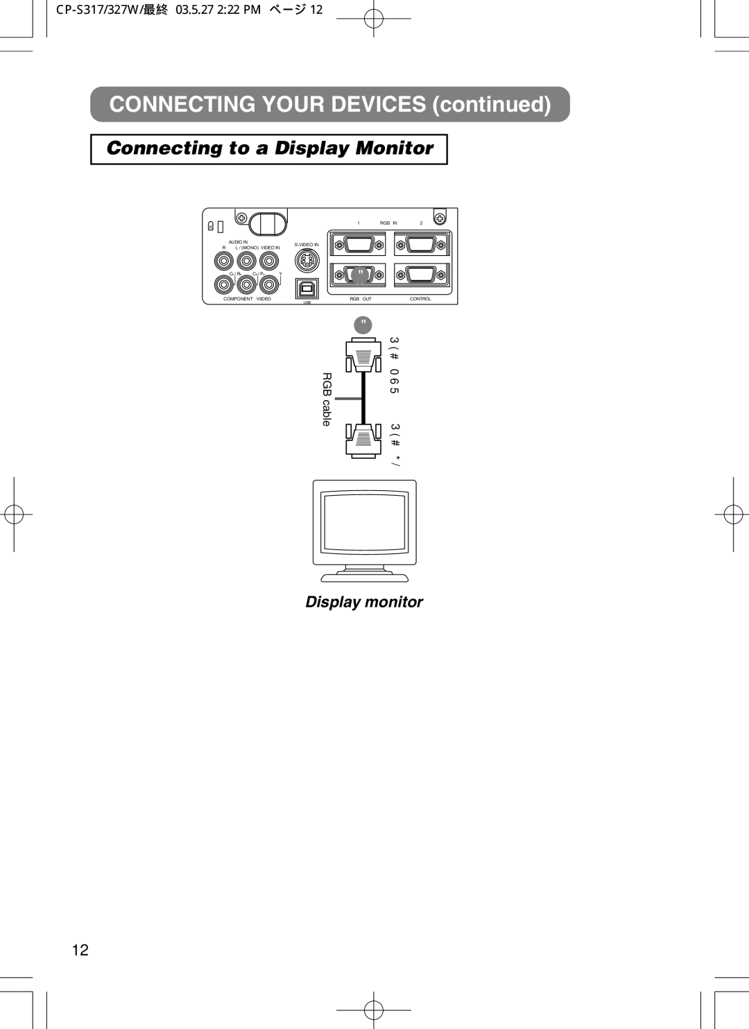 BOXLIGHT CP-322I user manual Connecting to a Display Monitor 