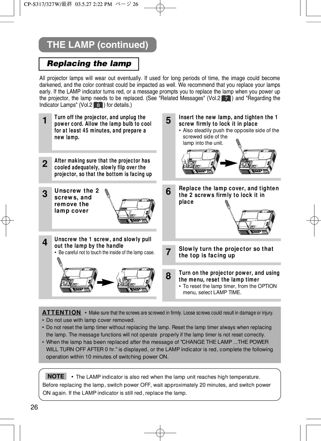 BOXLIGHT CP-322I user manual Replacing the lamp 