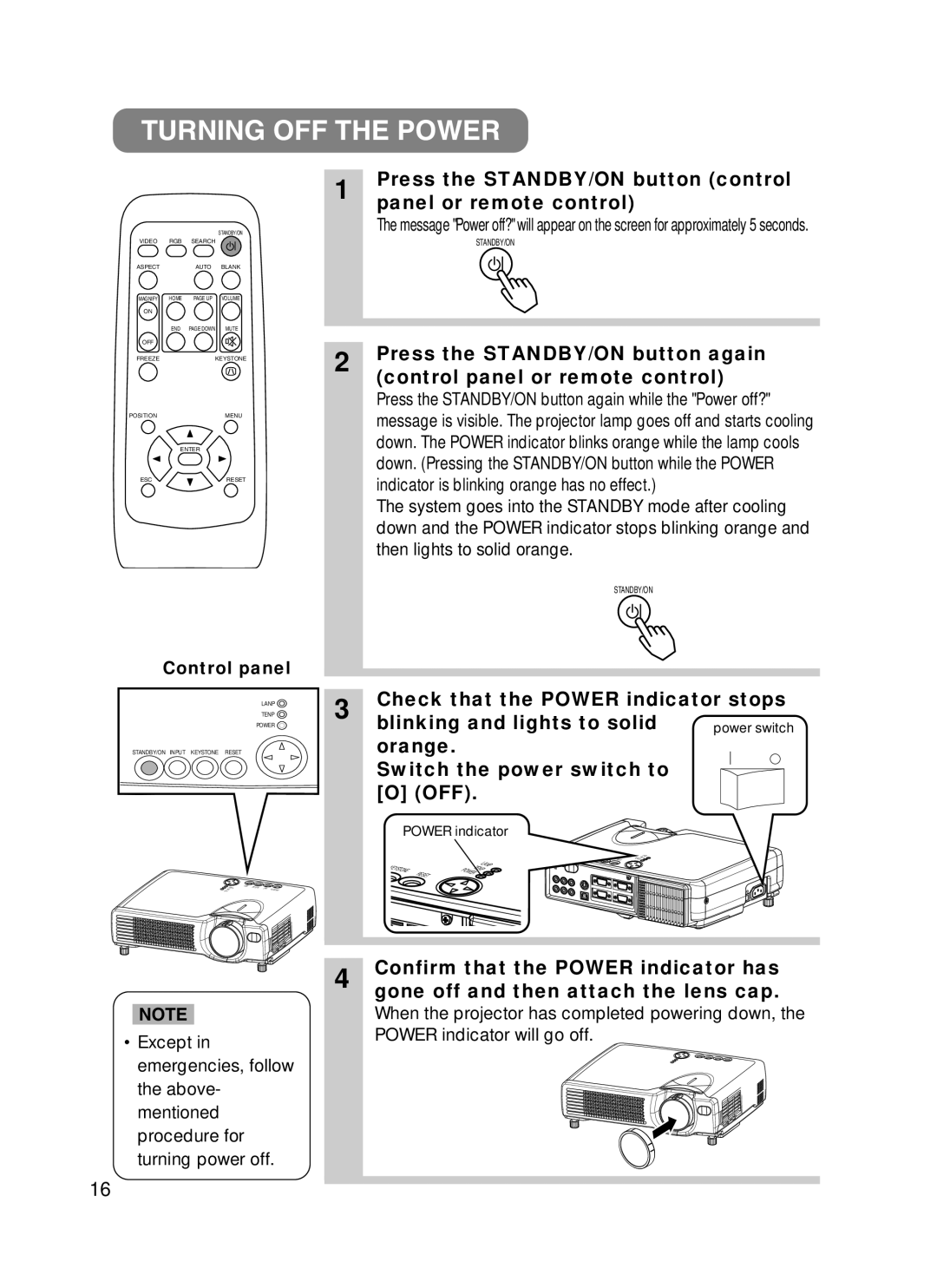 BOXLIGHT CP-322i/CP-634i user manual Turning OFF the Power 