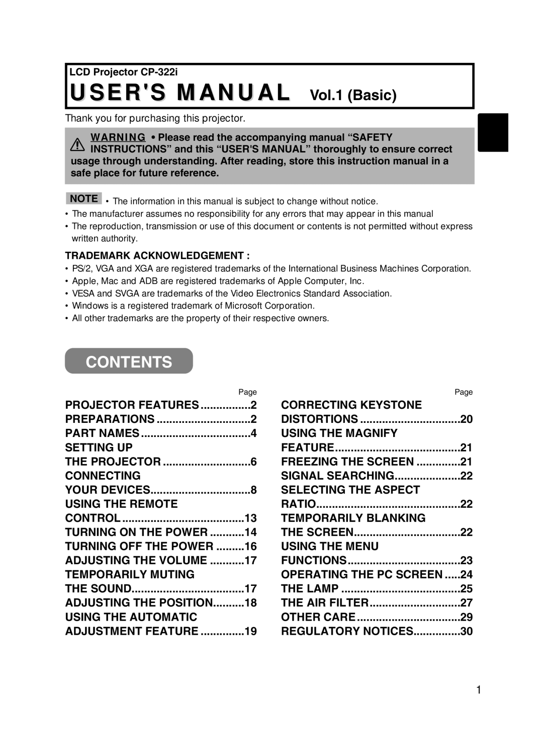 BOXLIGHT CP-322i/CP-634i user manual Contents 