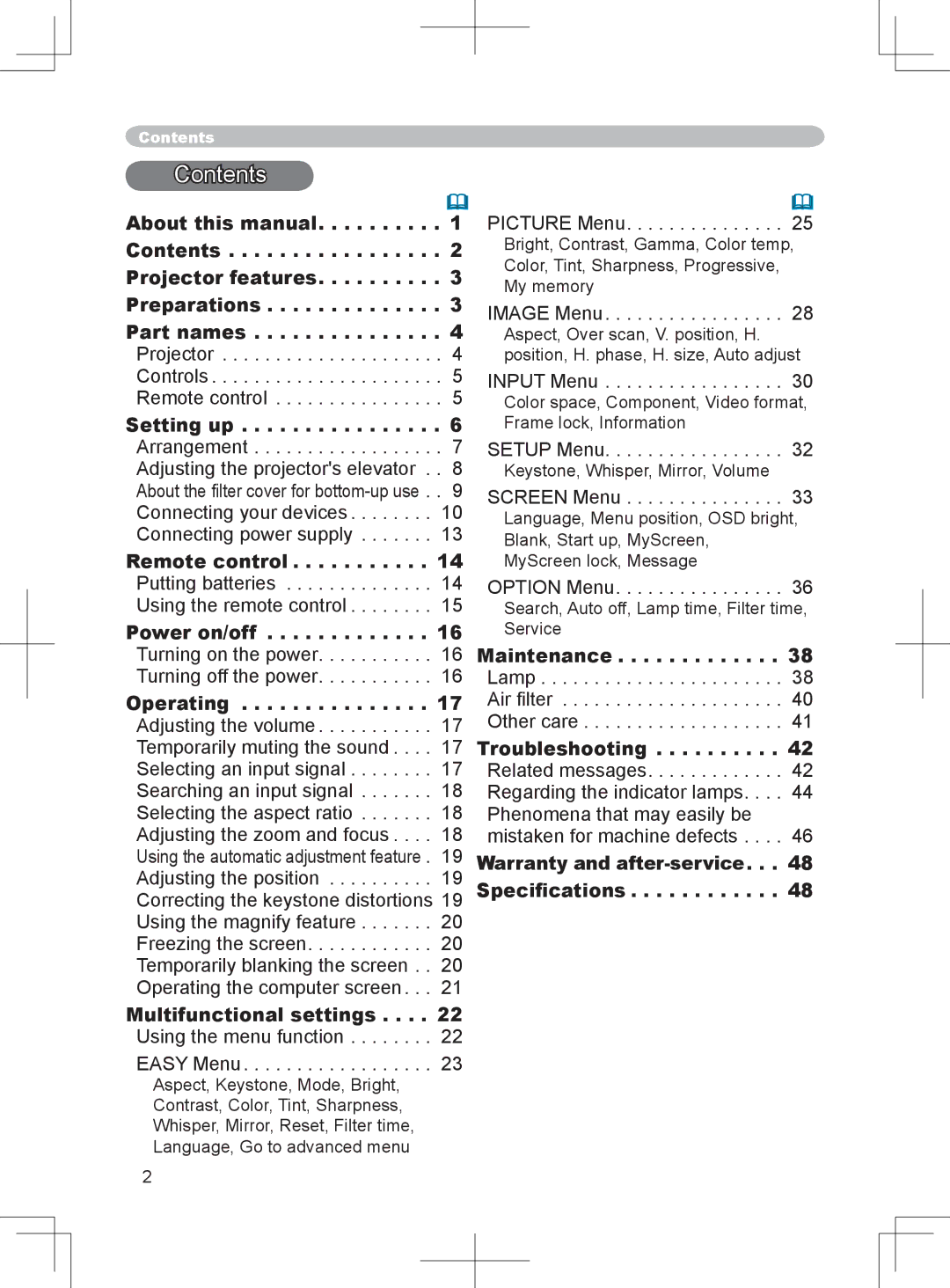 BOXLIGHT CP-324i user manual Contents 