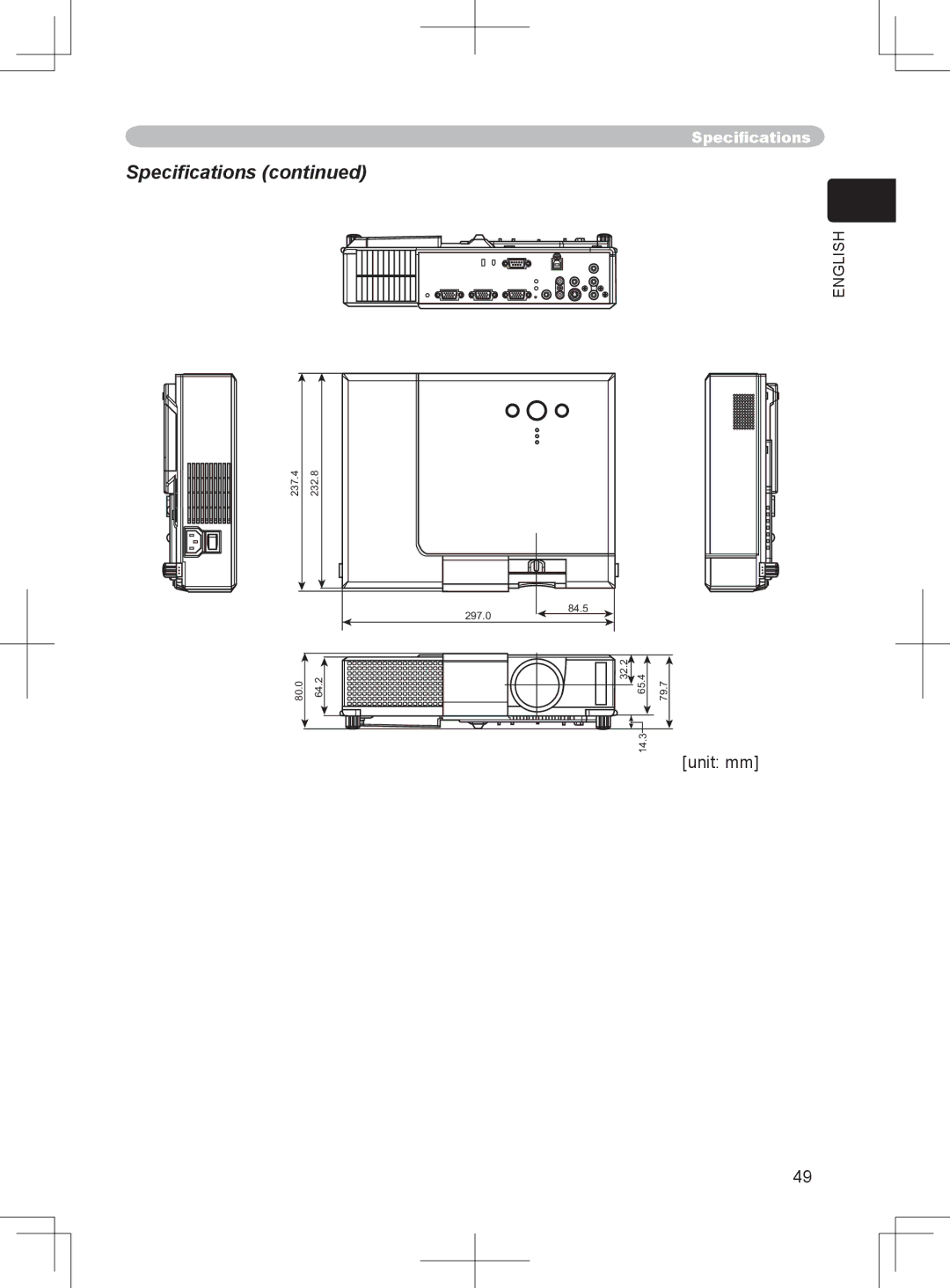 BOXLIGHT CP-324i user manual Speciﬁcations 