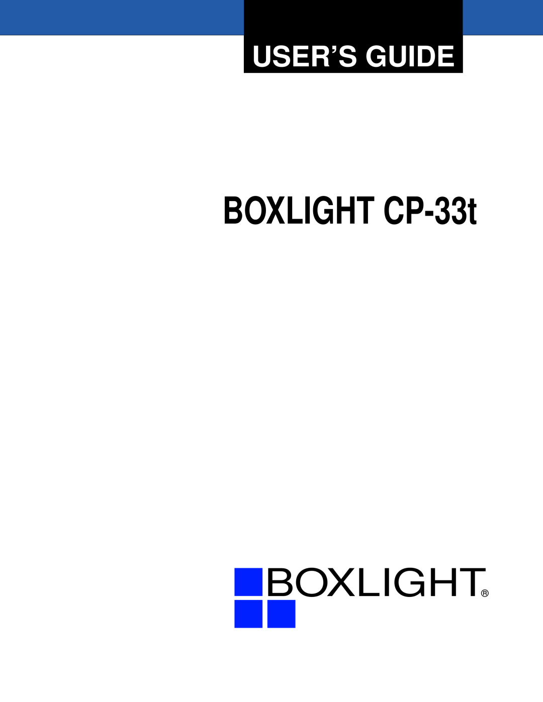 BOXLIGHT manual Boxlight, BOXLIGHT CP-33t, User’S Guide 