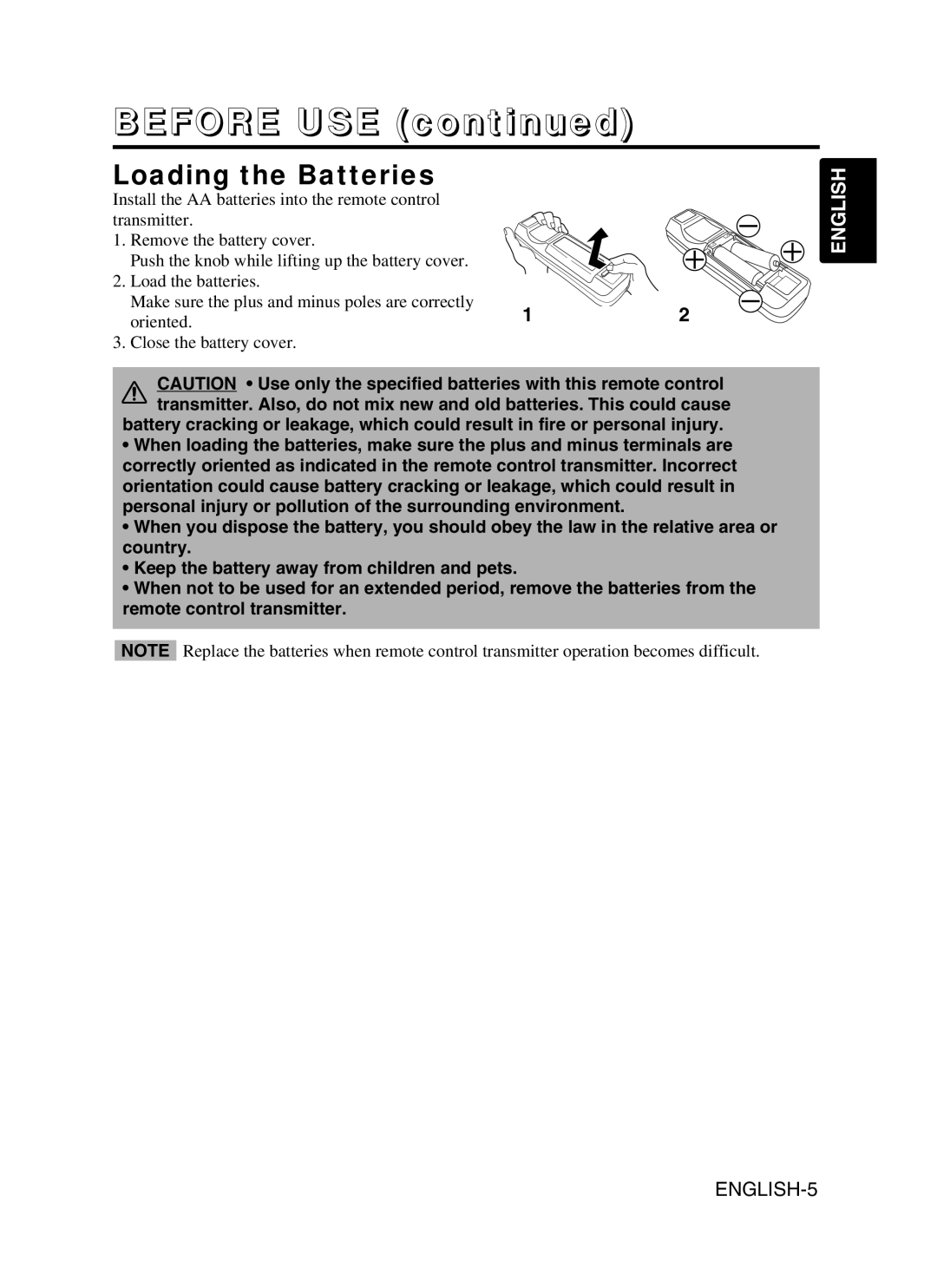 BOXLIGHT CP-775I user manual Loading the Batteries 