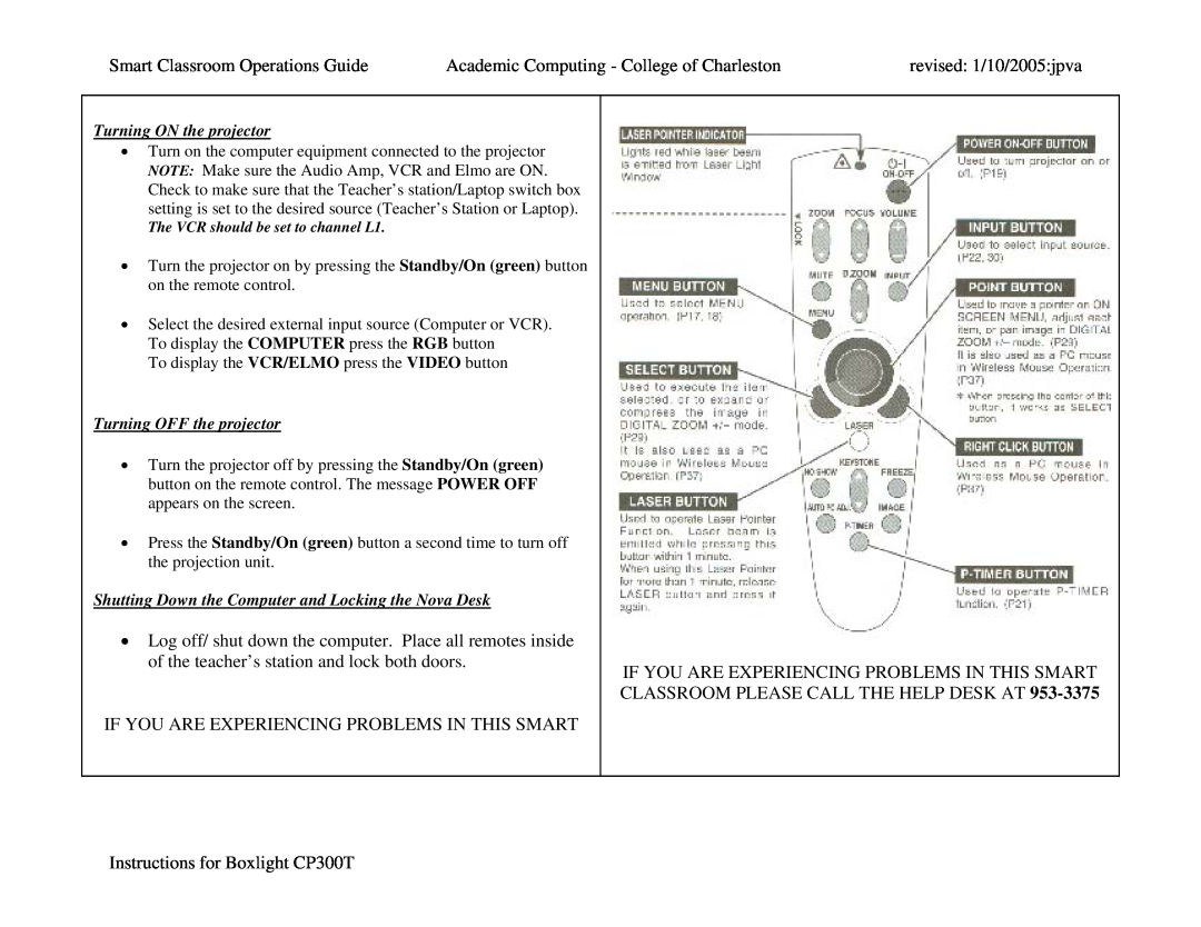 BOXLIGHT CP300T manual Smart Classroom Operations Guide 