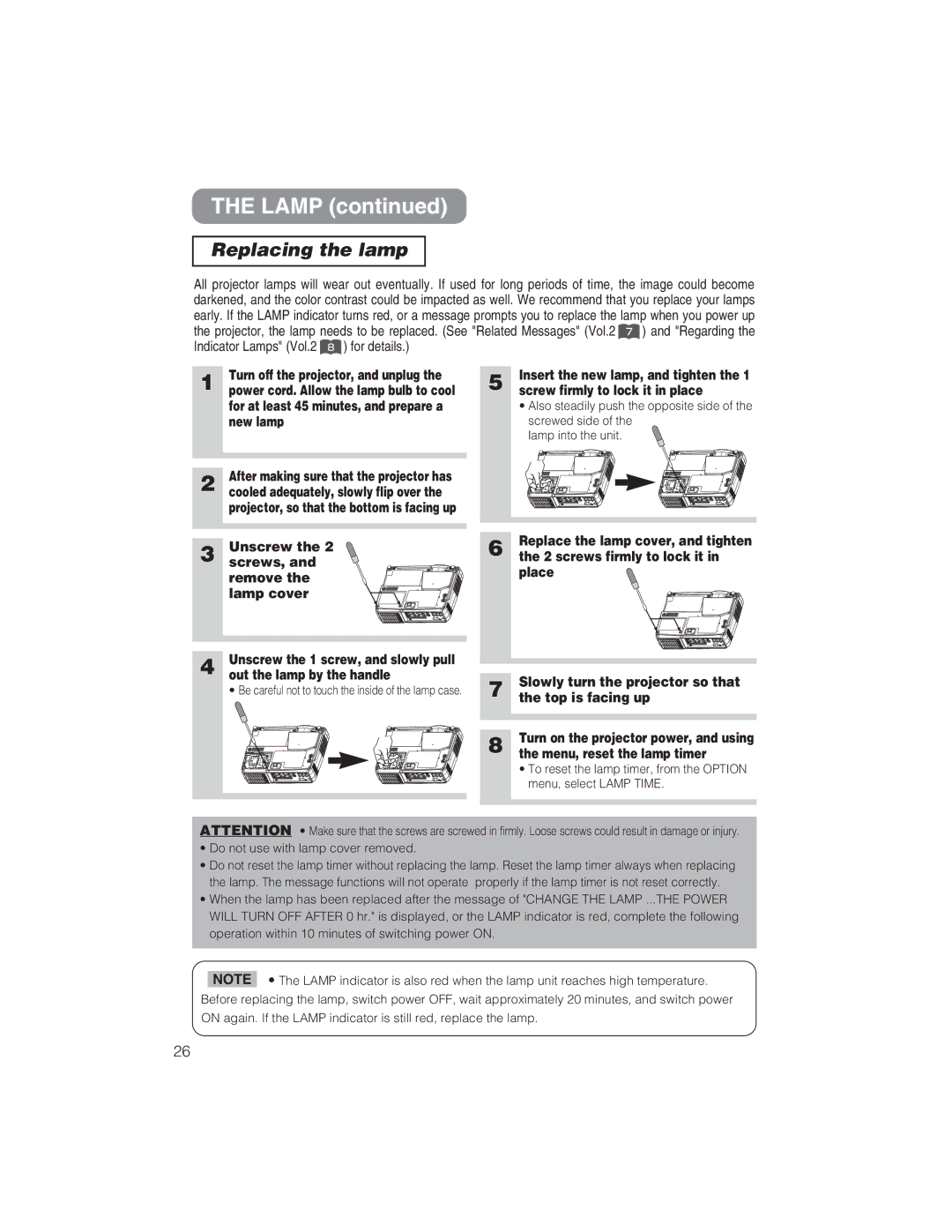 BOXLIGHT CP322ia user manual Lamp, Replacing the lamp 