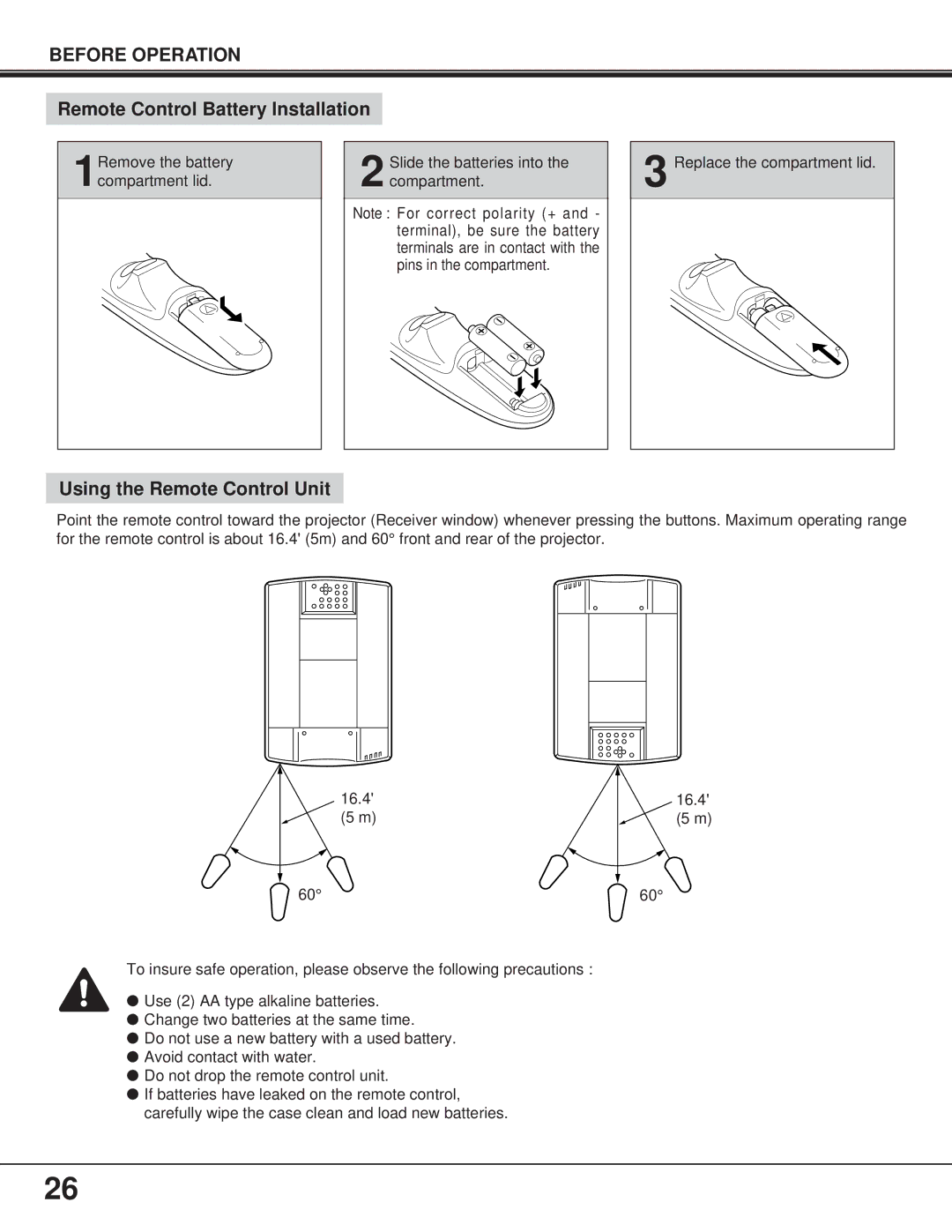 BOXLIGHT FP-95t manual Remote Control Battery Installation 