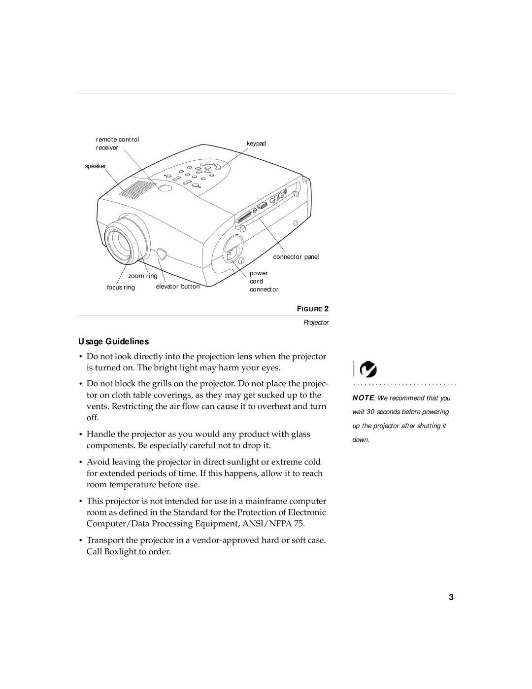 BOXLIGHT MP-350m manual Usage Guidelines 