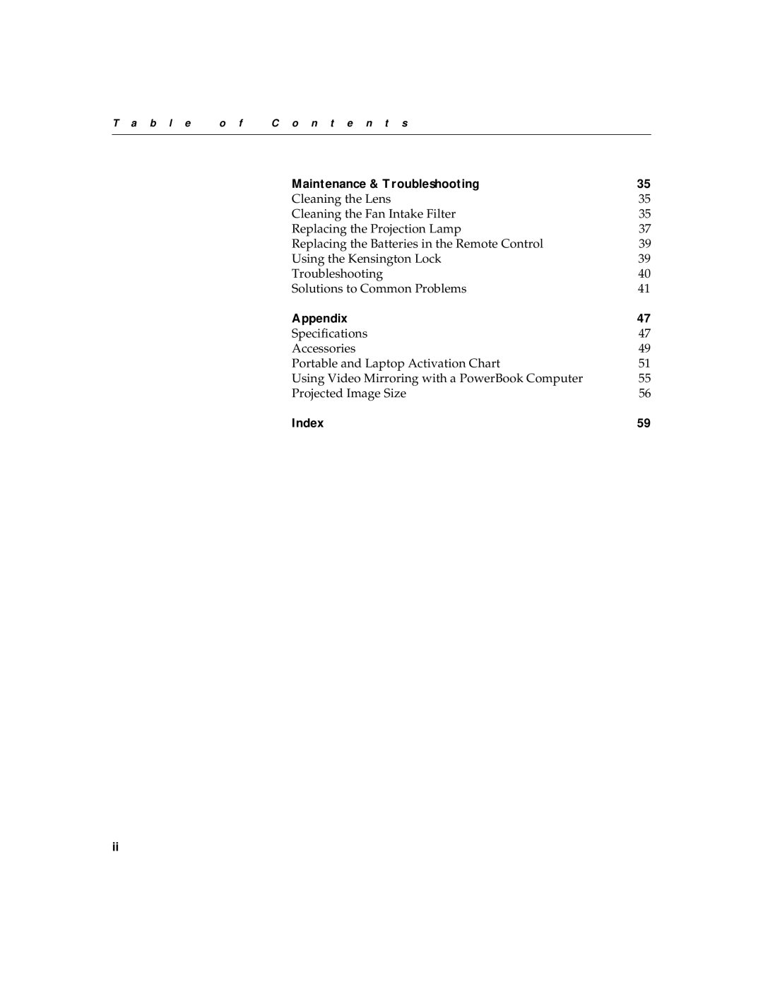 BOXLIGHT MP-350m manual Maintenance & Troubleshooting, Appendix, Index 