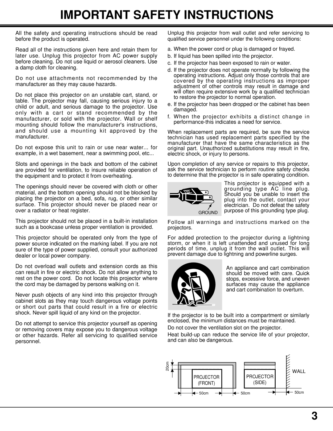 BOXLIGHT MP-37t manual Important Safety Instructions 