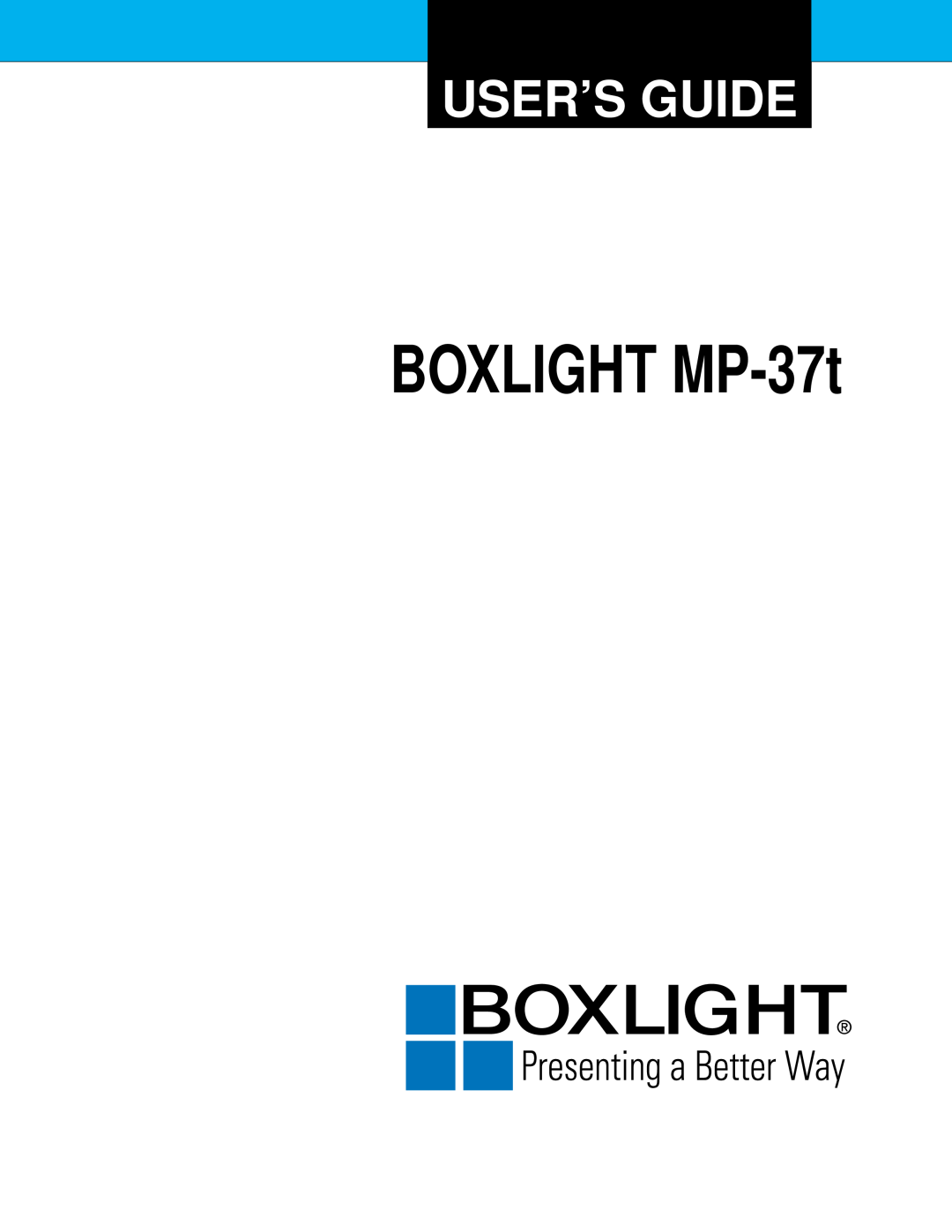 BOXLIGHT manual BOXLIGHT MP-37t, User’S Guide 