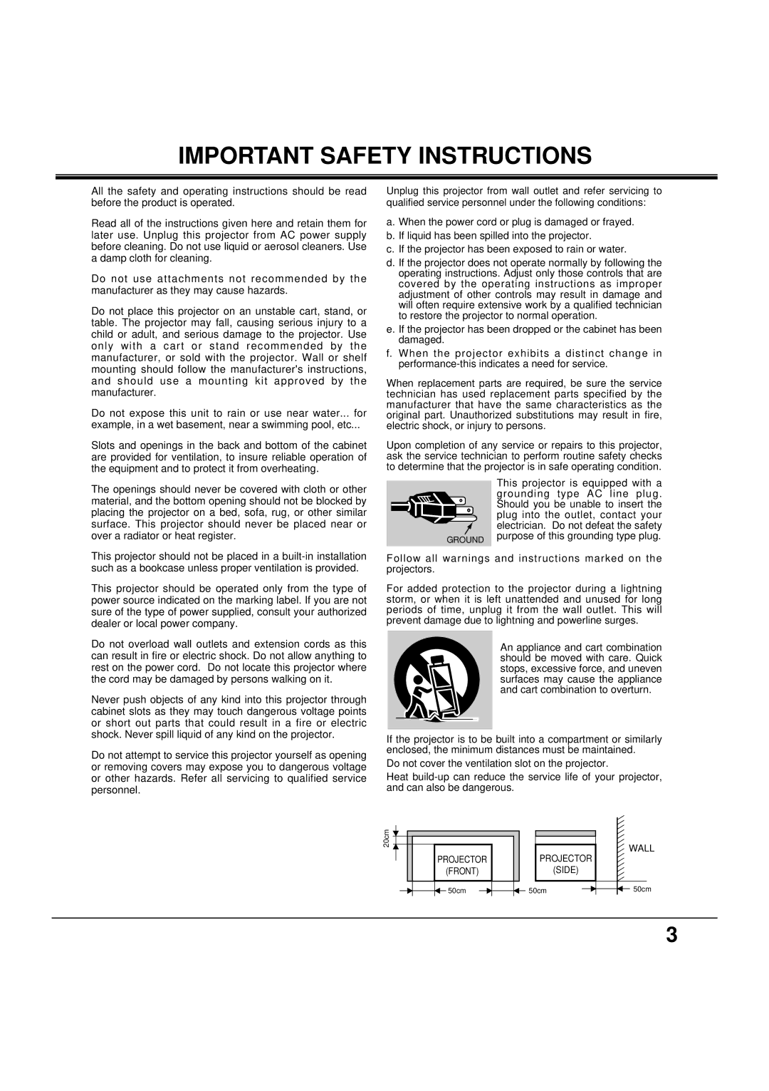 BOXLIGHT MP-38t manual Important Safety Instructions 