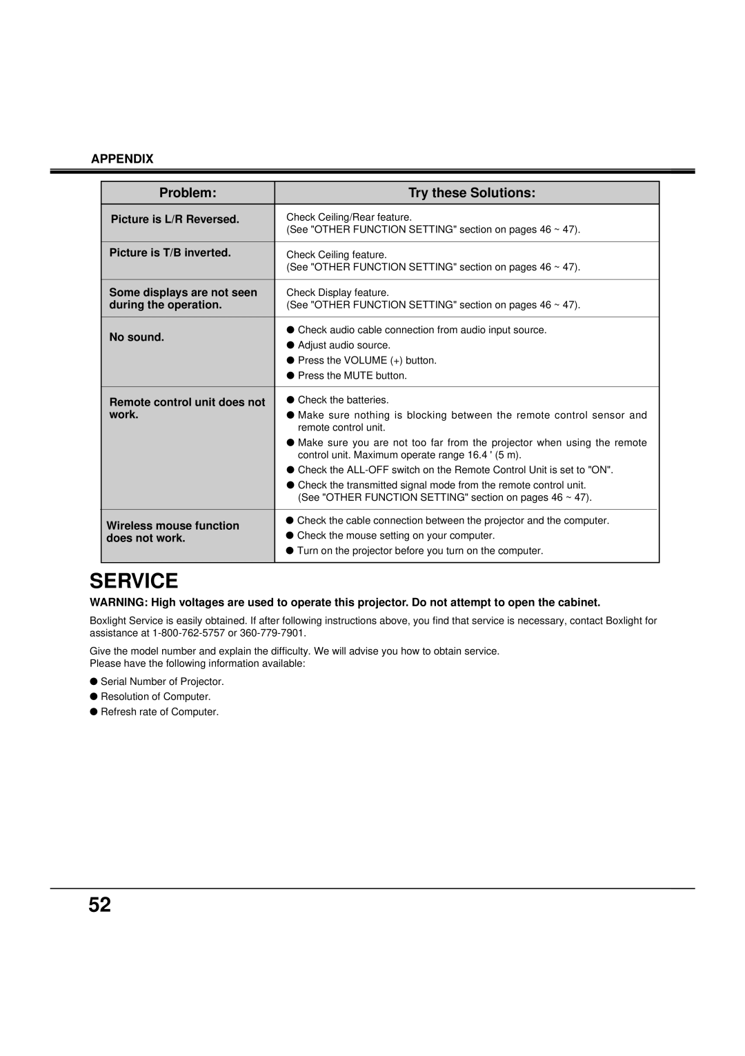 BOXLIGHT MP-38t manual Service 