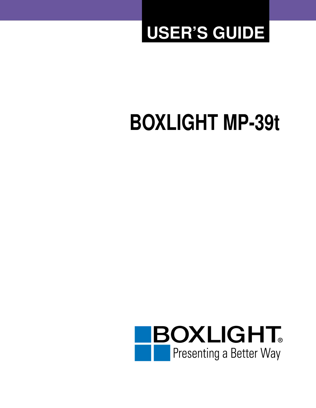 BOXLIGHT manual Boxlight MP-39t 