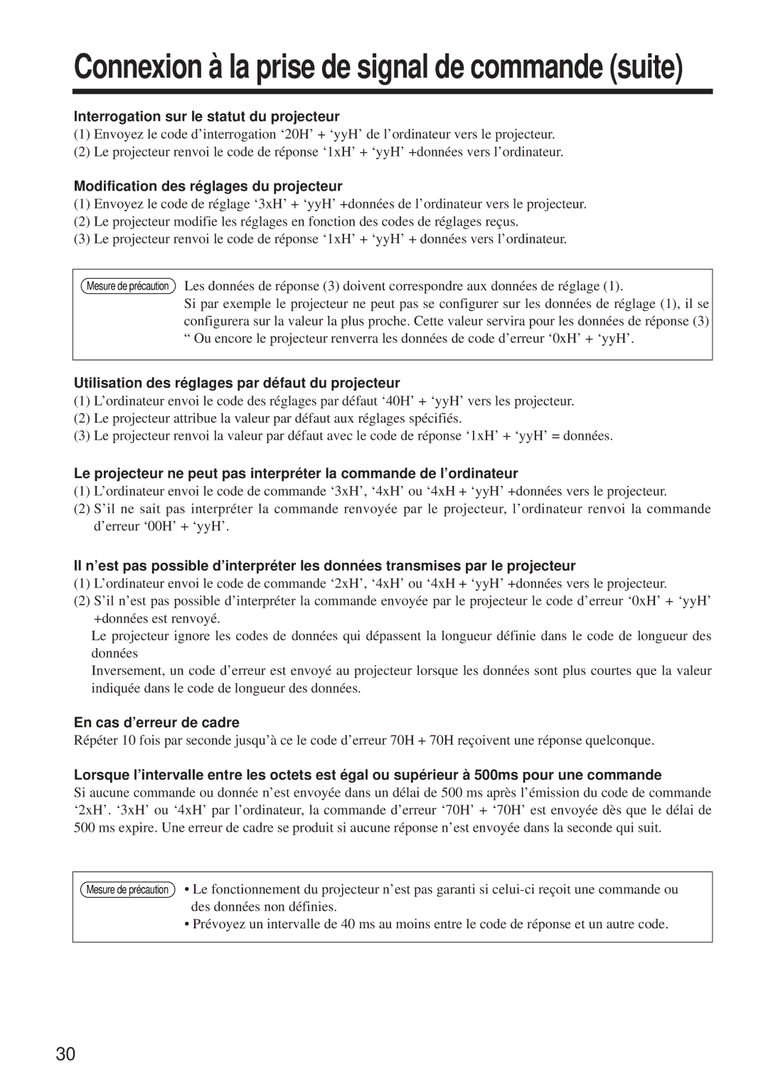 BOXLIGHT MP-650i user manual Interrogation sur le statut du projecteur, Modification des réglages du projecteur 