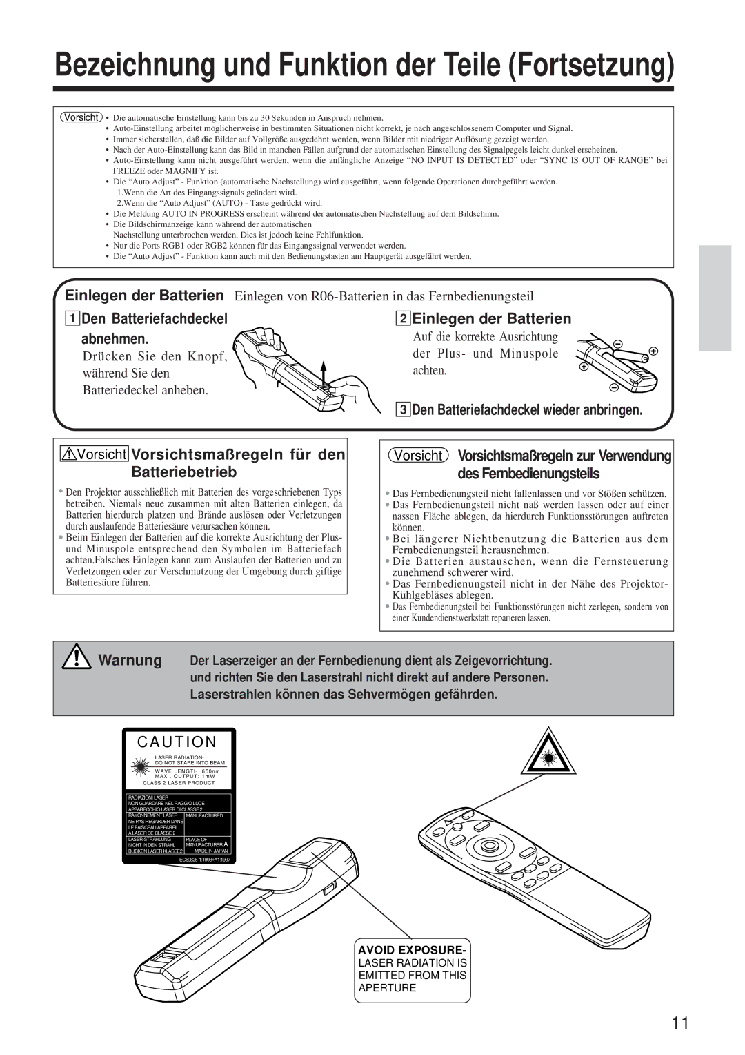 BOXLIGHT MP-650i 1Den Batteriefachdeckel 2Einlegen der Batterien Abnehmen, 3Den Batteriefachdeckel wieder anbringen 