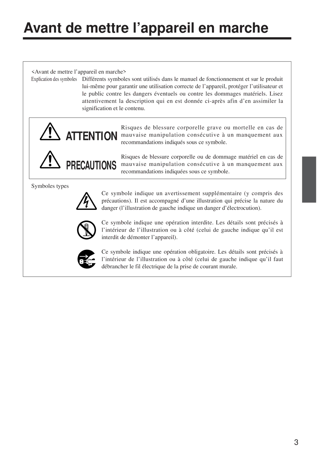 BOXLIGHT MP-650i user manual Avant de mettre l’appareil en marche 