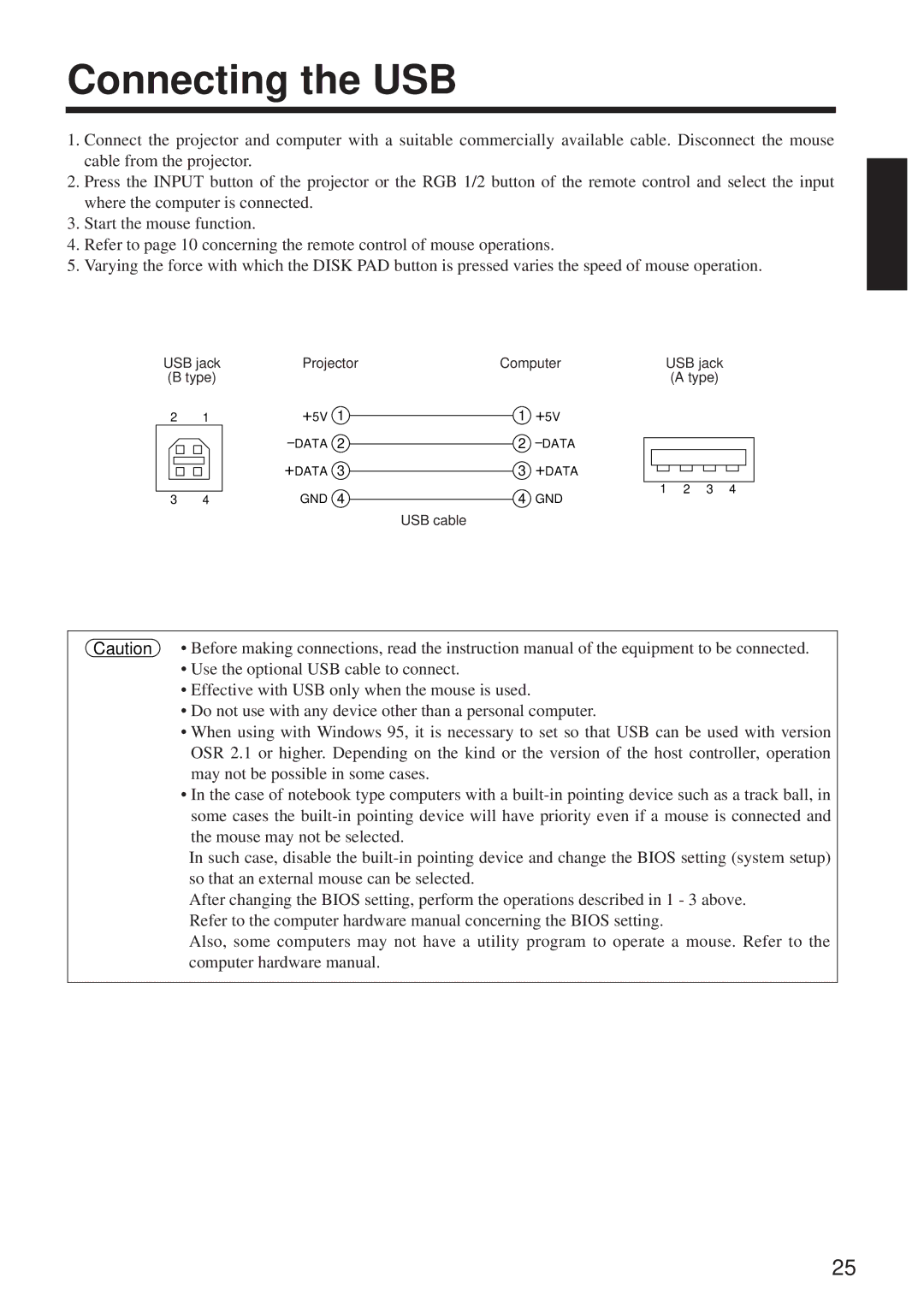 BOXLIGHT MP-86i user manual Connecting the USB 