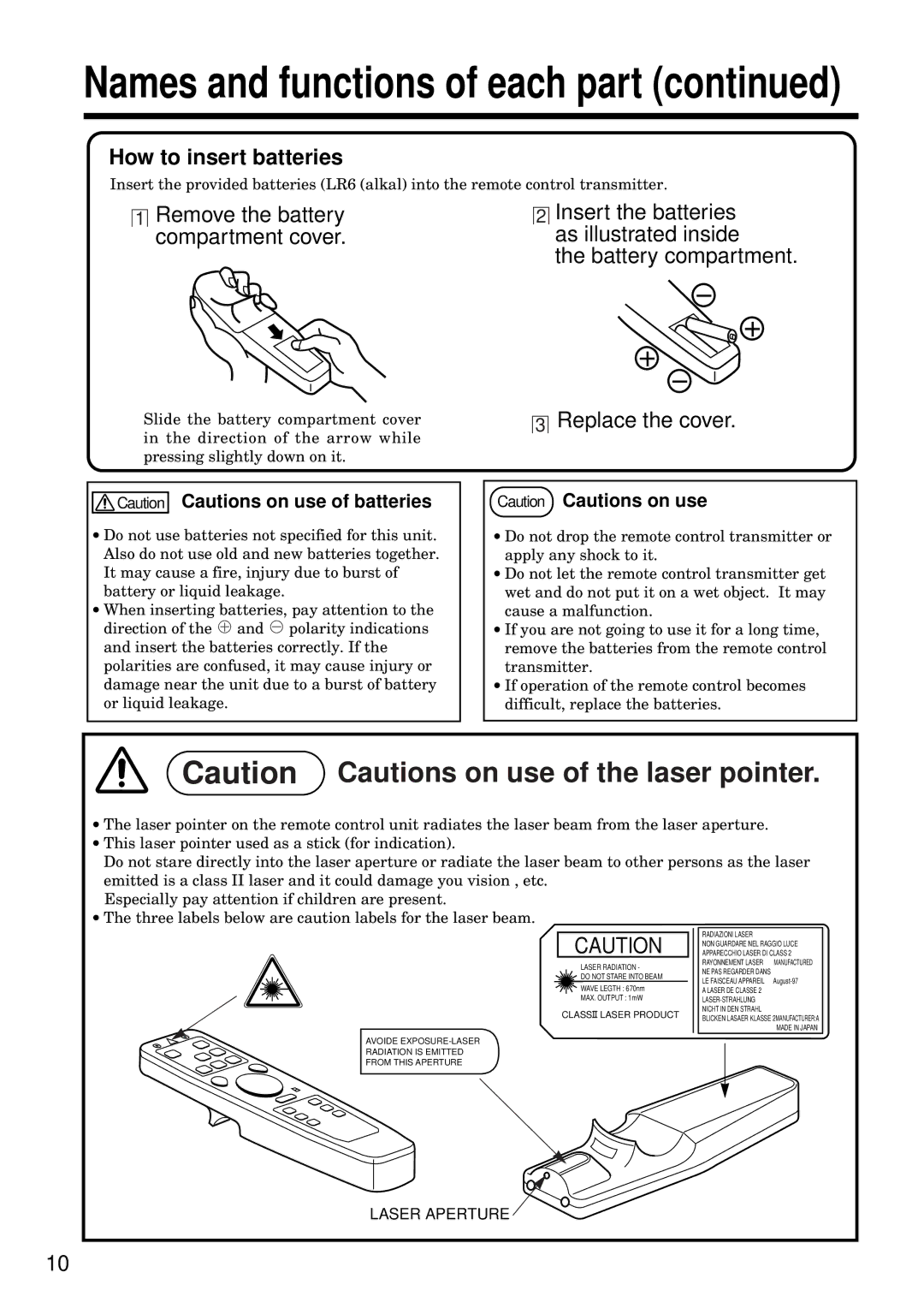 BOXLIGHT MP-93i specifications How to insert batteries, Remove the battery compartment cover 