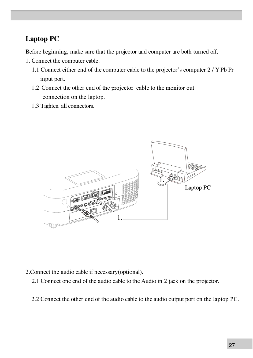 BOXLIGHT MP60e, MP63e manual Laptop PC 