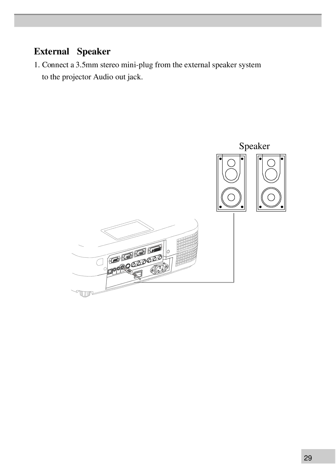 BOXLIGHT MP60e, MP63e manual External Speaker 